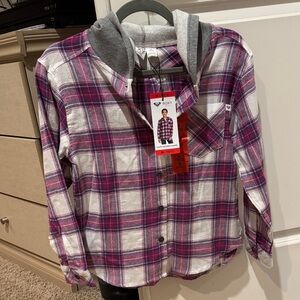 Roxy Purple and White Plaid Hoodie